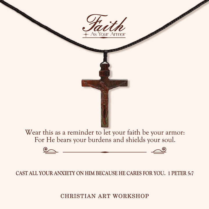 Christianartworkshop FAITH AS YOUR ARMOR: Jesus Crucifix Wooden Necklace - FAITH AS YOUR ARMOR-Wine - image 2