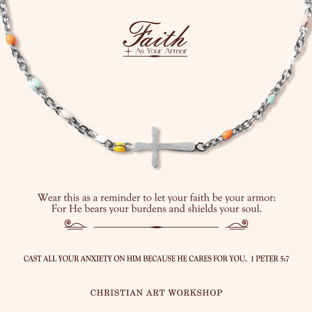 Christianartworkshop FAITH AS YOUR ARMOR: Delicate Minimalist Cross Bracelet - FAITH AS YOUR ARMOR-Silver - image 2