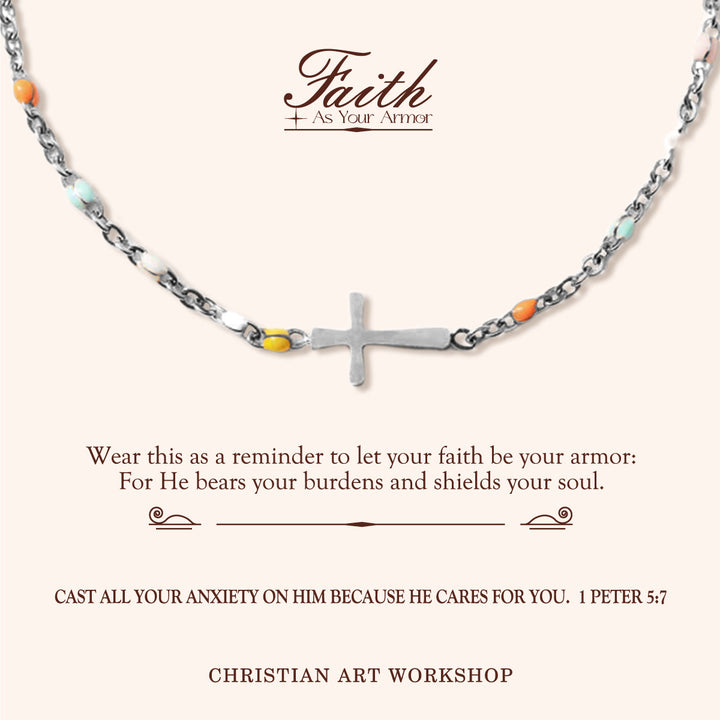 Christianartworkshop FAITH AS YOUR ARMOR: Delicate Minimalist Cross Bracelet - FAITH AS YOUR ARMOR-Silver - image 2