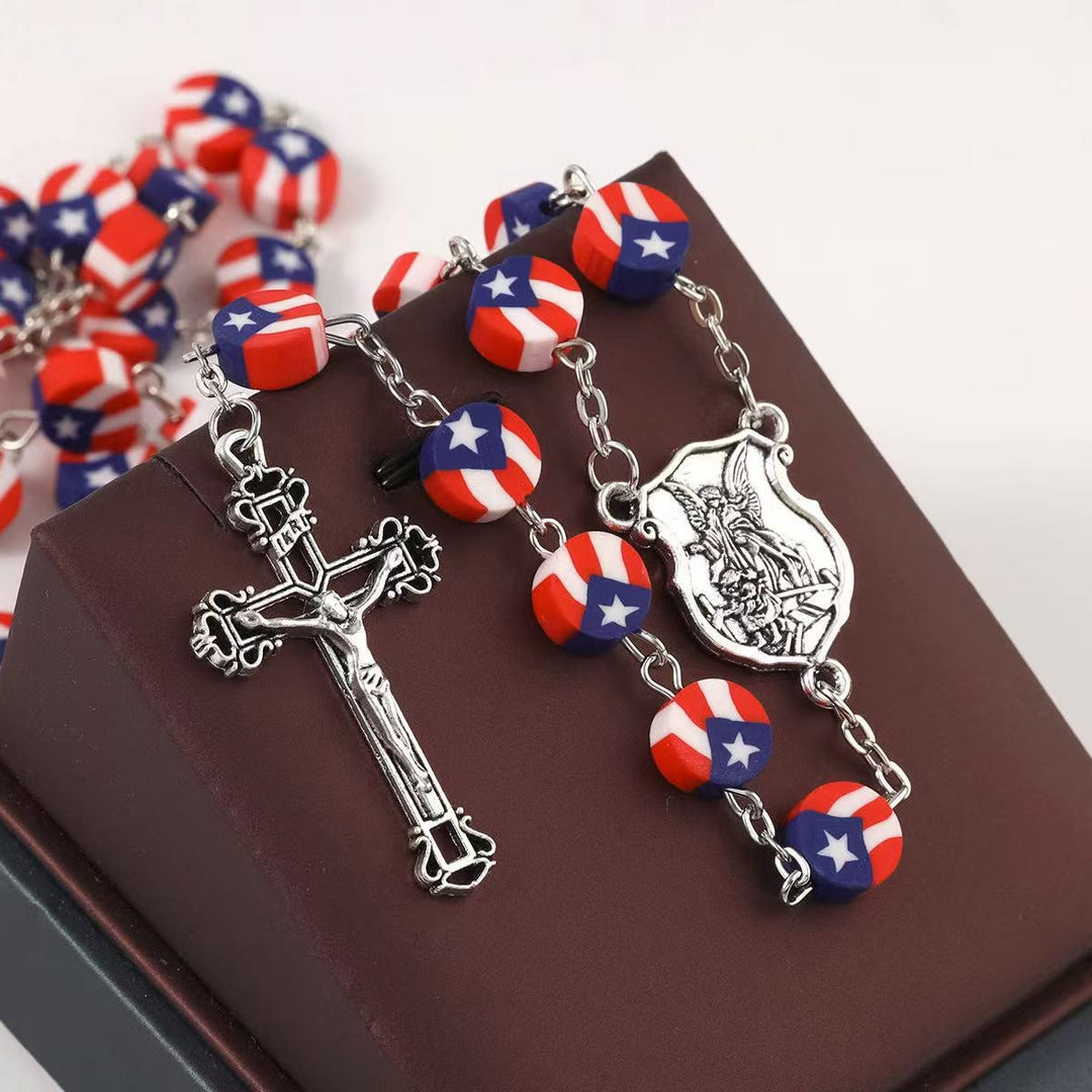 Christianartworkshop American Independence Patriotic Rosary with Guardian Angel St. Michael - Patriotic Rosary - image 0