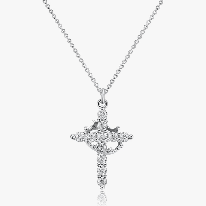Christianartworkshop Modern Crowned in Faith Cross Necklace and Earrings - Necklace - Silver - image 1