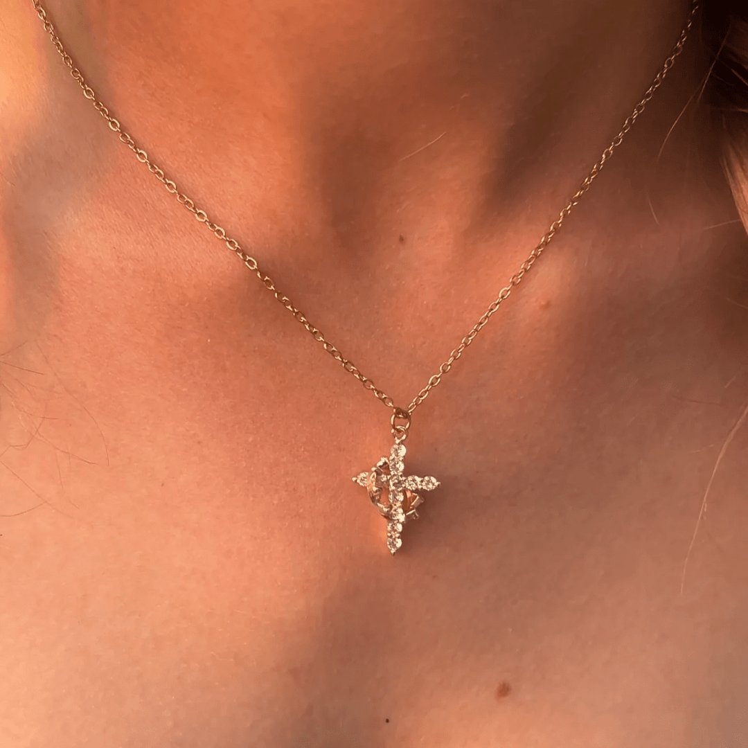 Christianartworkshop Modern Crowned in Faith Cross Necklace and Earrings - image 4