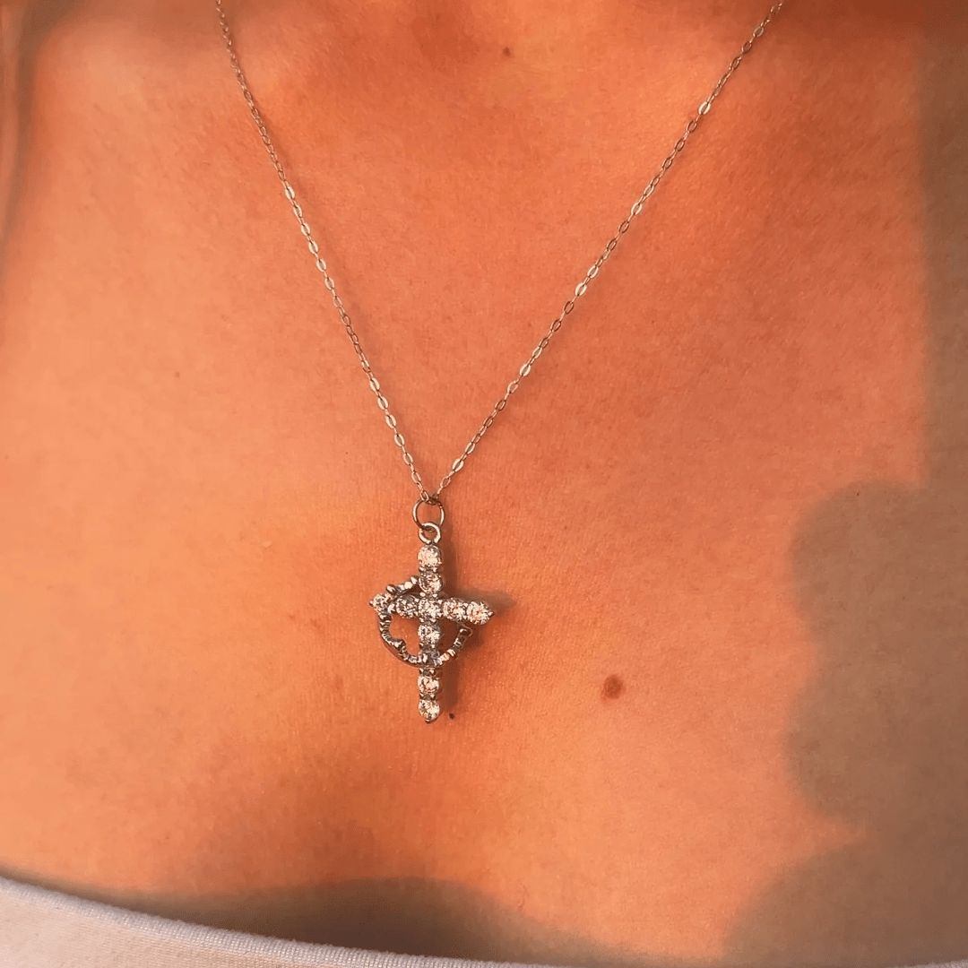 Christianartworkshop Modern Crowned in Faith Cross Necklace and Earrings - image 3
