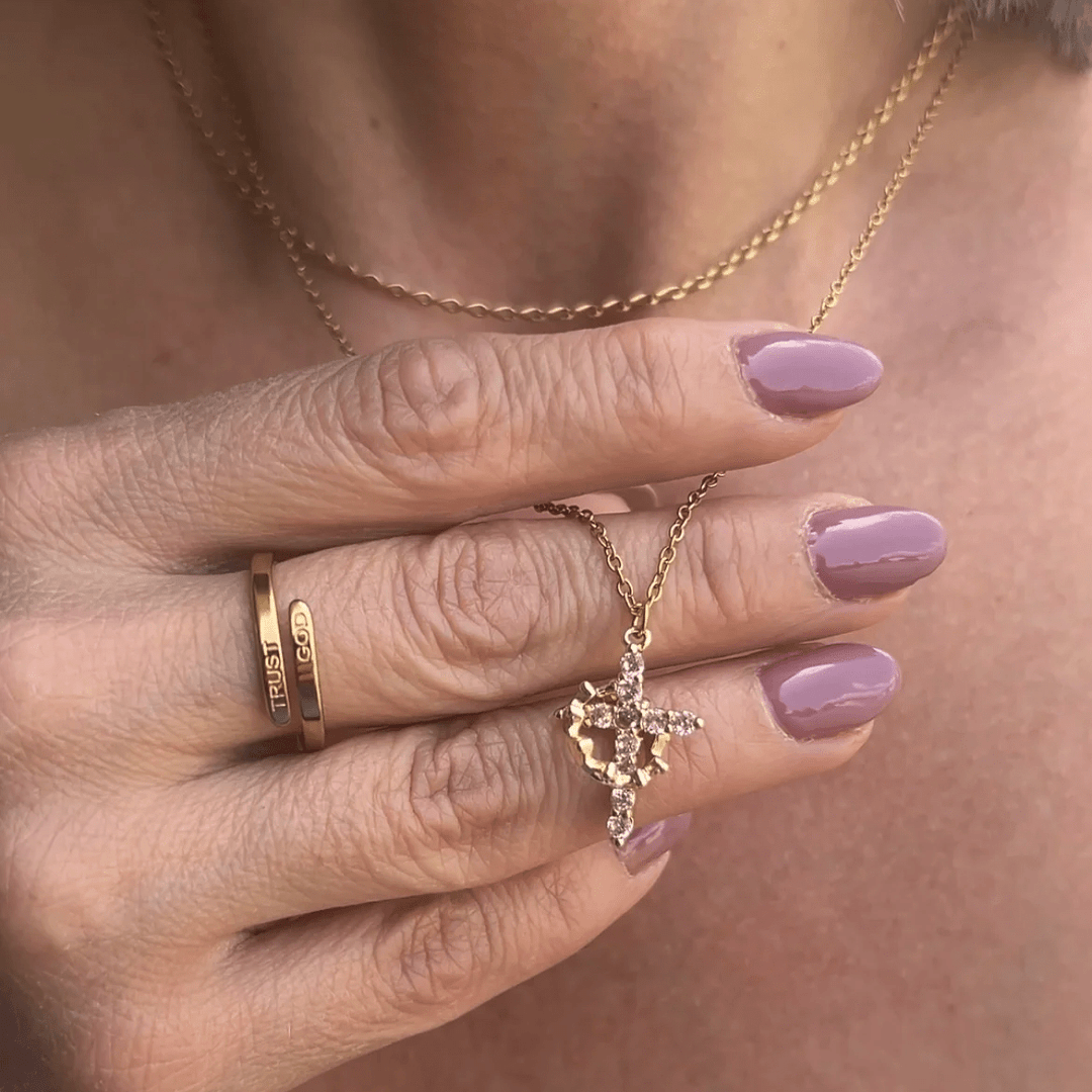 Christianartworkshop Modern Crowned in Faith Cross Necklace, Earrings - image 7