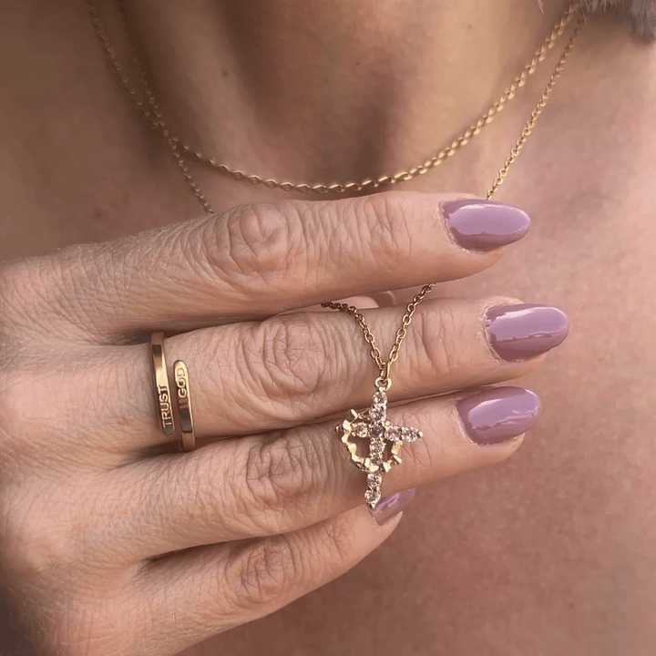 Christianartworkshop Modern Crowned in Faith Cross Necklace, Earrings - image 7