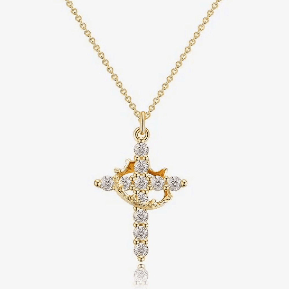 Christianartworkshop Modern Crowned in Faith Cross Necklace and Earrings - Necklace - Golden - image 2