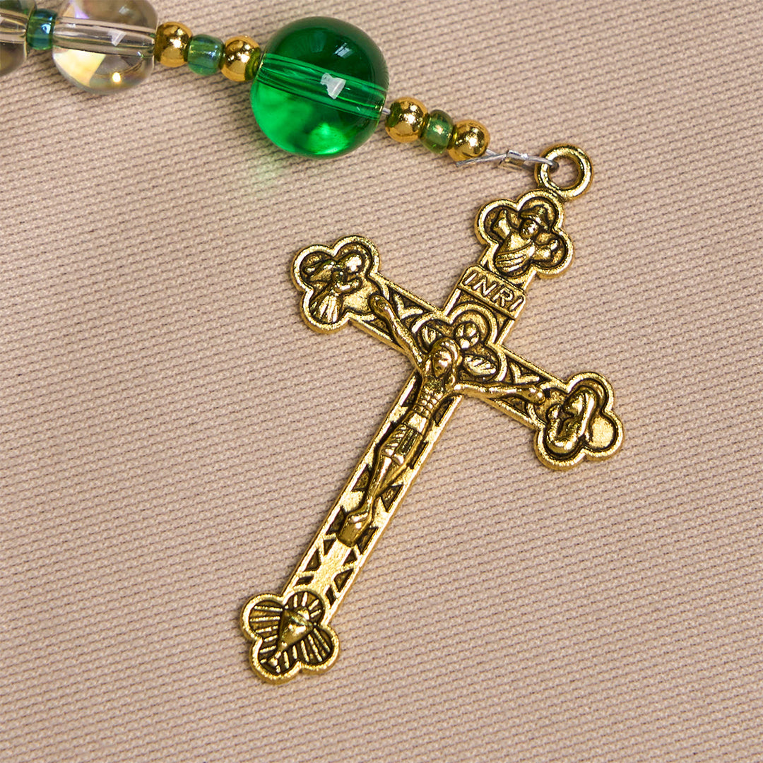 Christianartworkshop Elegant Clear White and Green Rosary with Our Lady of Guadalupe - image 8