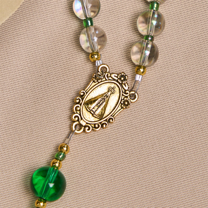 Christianartworkshop Elegant Clear White and Green Rosary with Our Lady of Guadalupe - image 9