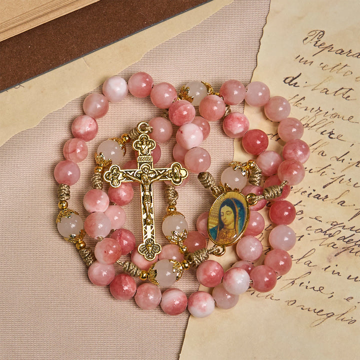 Christianartworkshop PRAYERFUL FAITH: Handmade Pink Glossy Beads Rosary with Gift Card - image 9