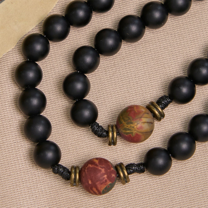 Christianartworkshop PRAYERFUL FAITH:Handcrafted Matte Black and Earth-Tone Rosary with Gift Card - image 9