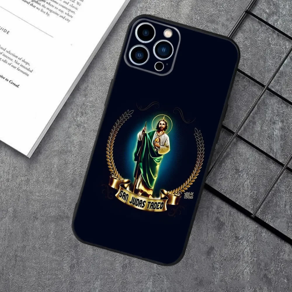 Christianartworkshop Holy Jesus Classic Art Phone Case: Sacred Design and Peace - Royal Blue Halo - 15plus - image 6