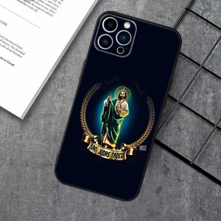 Christianartworkshop Holy Jesus Classic Art Phone Case: Sacred Design and Peace - Royal Blue Halo - 15plus - image 6