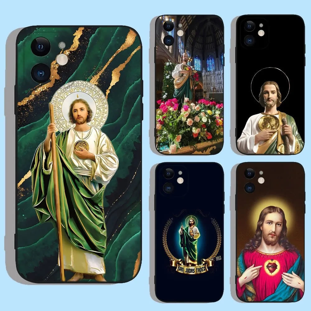 Christianartworkshop Holy Jesus Classic Art Phone Case: Sacred Design and Peace - Emerald Icon - iPhone13 - image 1