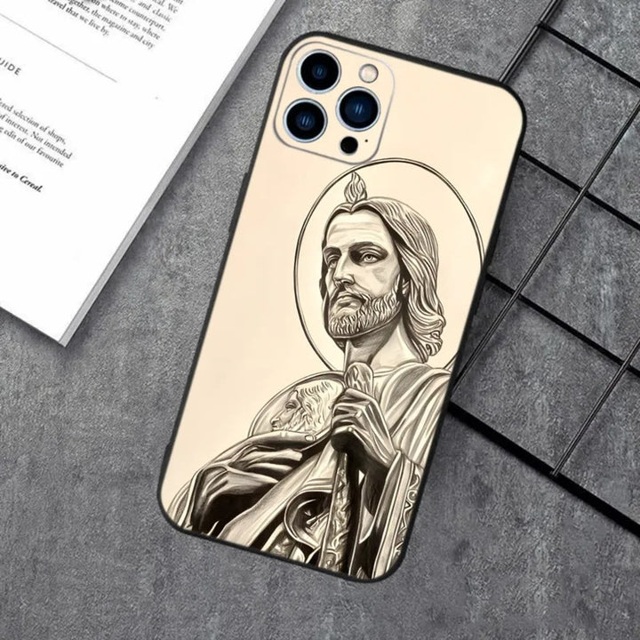Christianartworkshop Holy Jesus Classic Art Phone Case: Sacred Design and Peace - Vintage Sketch Style - 15plus - image 9