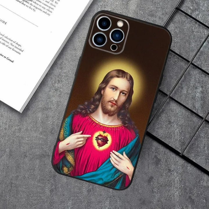 Christianartworkshop Holy Jesus Classic Art Phone Case: Sacred Design and Peace - Sacred Heart Red - 15plus - image 7