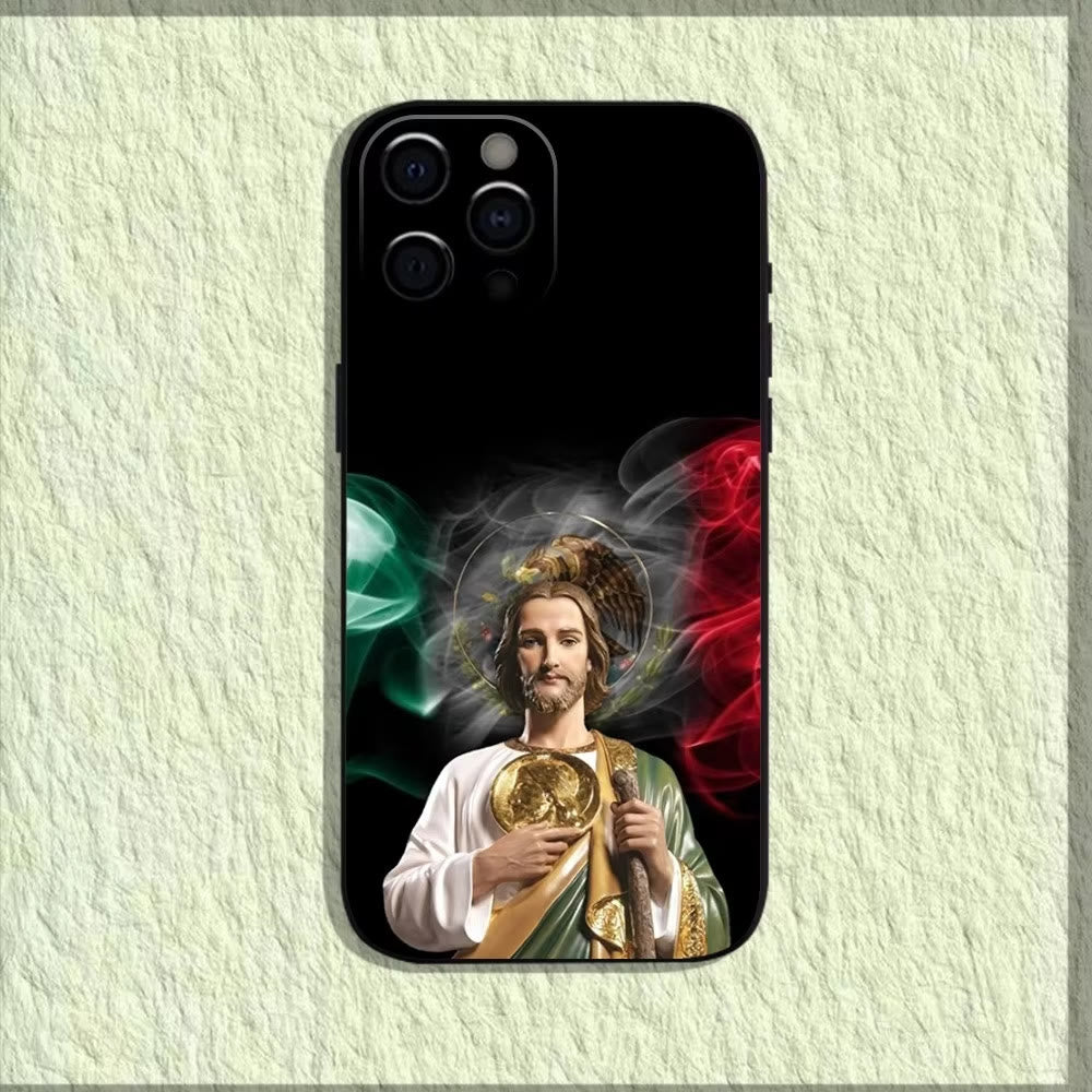 Christianartworkshop Saintly Jesus Holy Image Phone Case: A Symbol of Faith and Protection - Tricolor Aura - 15plus - image 3