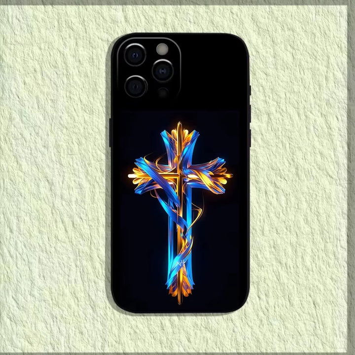 Christianartworkshop Saintly Jesus Holy Image Phone Case: A Symbol of Faith and Protection - Neon Cross - 15plus - image 7