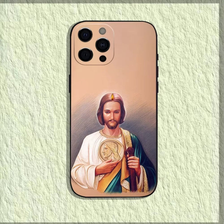 Christianartworkshop Saintly Jesus Holy Image Phone Case: A Symbol of Faith and Protection - Vintage Glow - 15plus - image 4