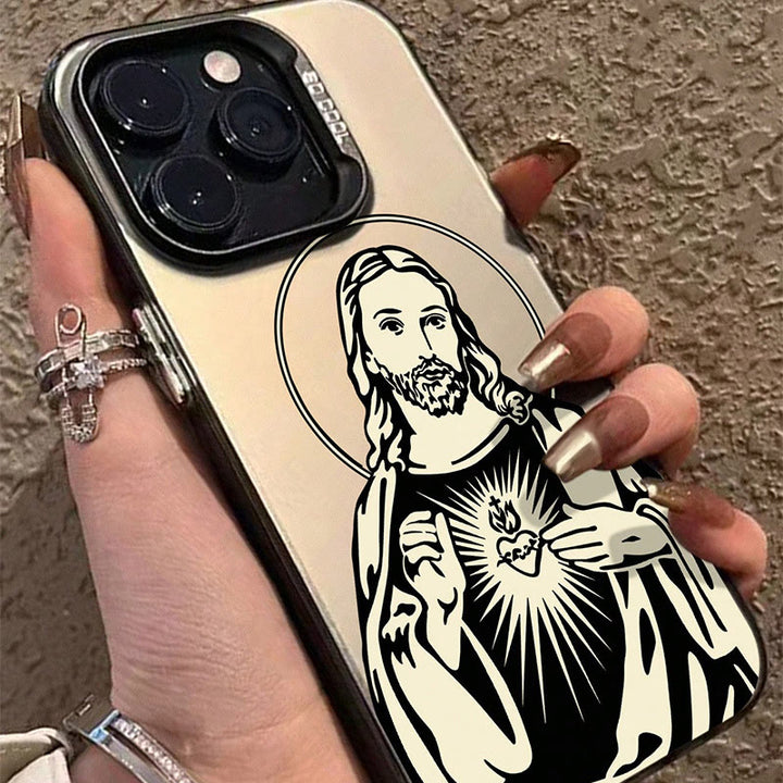 Christianartworkshop Sacred Heart Jesus with Holy Aura Phone Case: Retro Touch of Spirituality - image 3