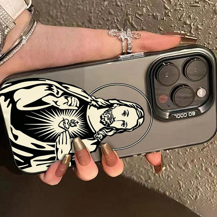 Christianartworkshop Sacred Heart Jesus with Holy Aura Phone Case: Retro Touch of Spirituality - image 5