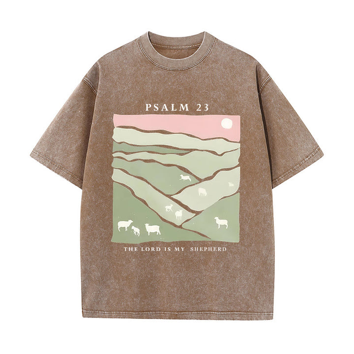 Christianartworkshop The Lord Is My Shepherd Christian Unisex Washed T-Shirt - Coffee - 5XL - image 9