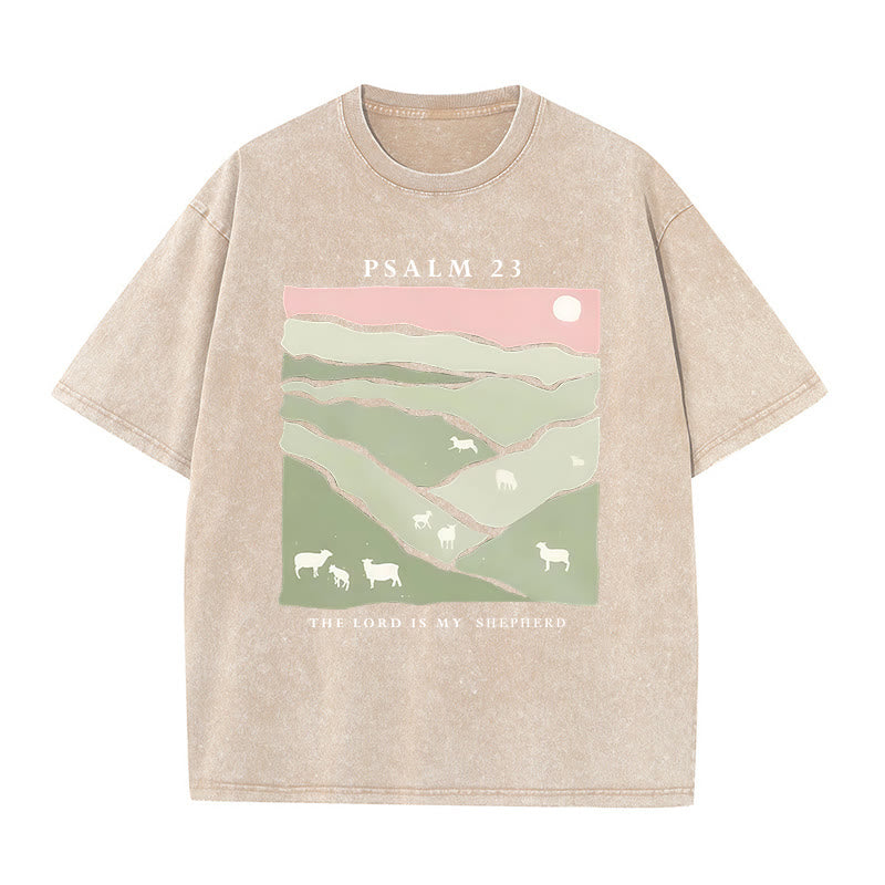 Christianartworkshop The Lord Is My Shepherd Christian Unisex Washed T-Shirt - Apricot - 5XL - image 4