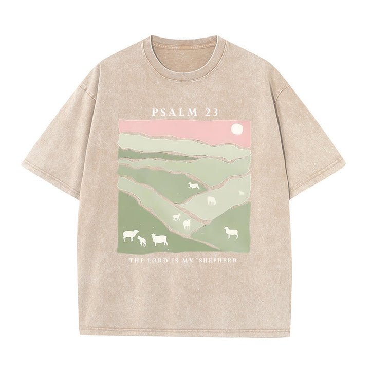 Christianartworkshop The Lord Is My Shepherd Christian Unisex Washed T-Shirt - Apricot - 5XL - image 4