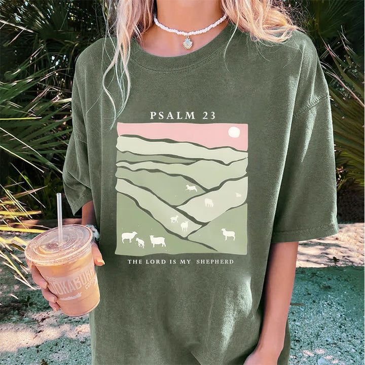 Christianartworkshop The Lord Is My Shepherd Christian Unisex Washed T-Shirt - image 2