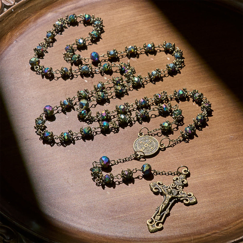 Christianartworkshop Faithful Hematite Rosary Featuring Bronze Crucifix and Saint Benedict Charm - image 1
