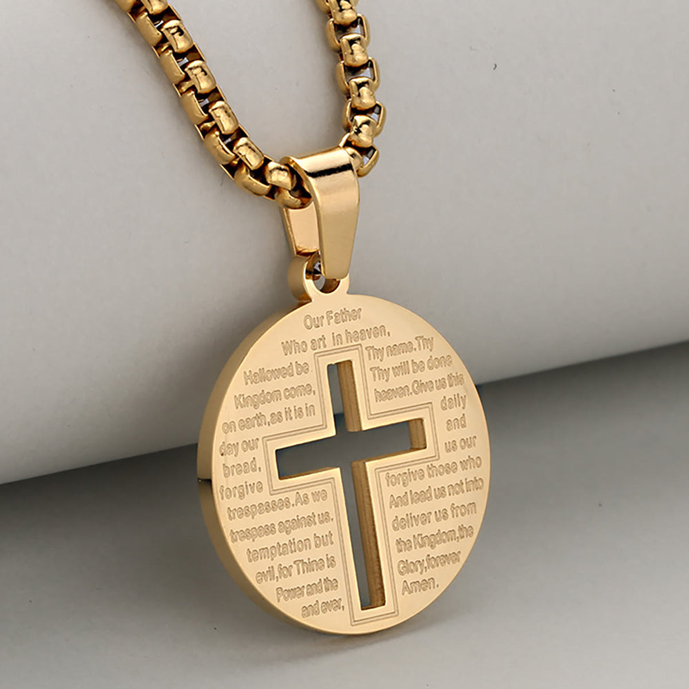 Christianartworkshop Hollow Cross Pendant Necklace with Inspirational Prayer in Three Elegant Colors - image 1
