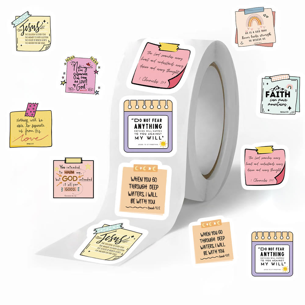 Christianartworkshop Uplifting Bible Note Stickers Roll: Daily Blessings for Journals & Gifts - Roll of 500 pcs - image 0