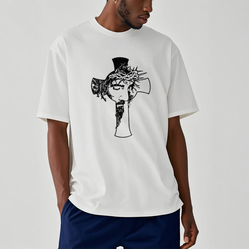 Christianartworkshop Modern Crown of Thorns and Cross Design Unisex T-shirt - image 3