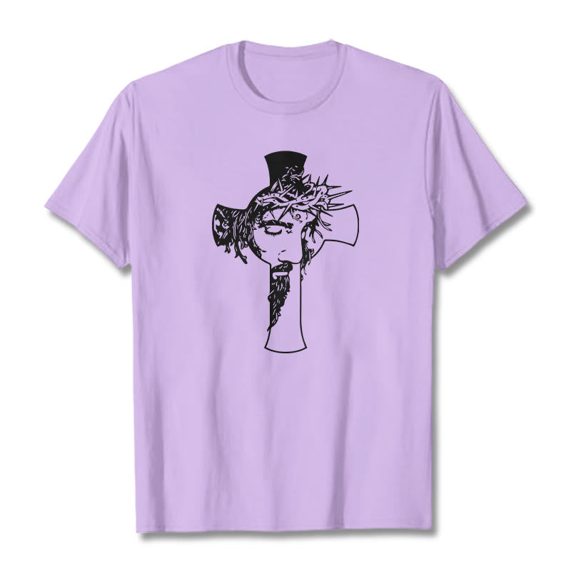 Christianartworkshop Modern Crown of Thorns and Cross Design Unisex T-shirt - Light Purple - 2XL - image 17