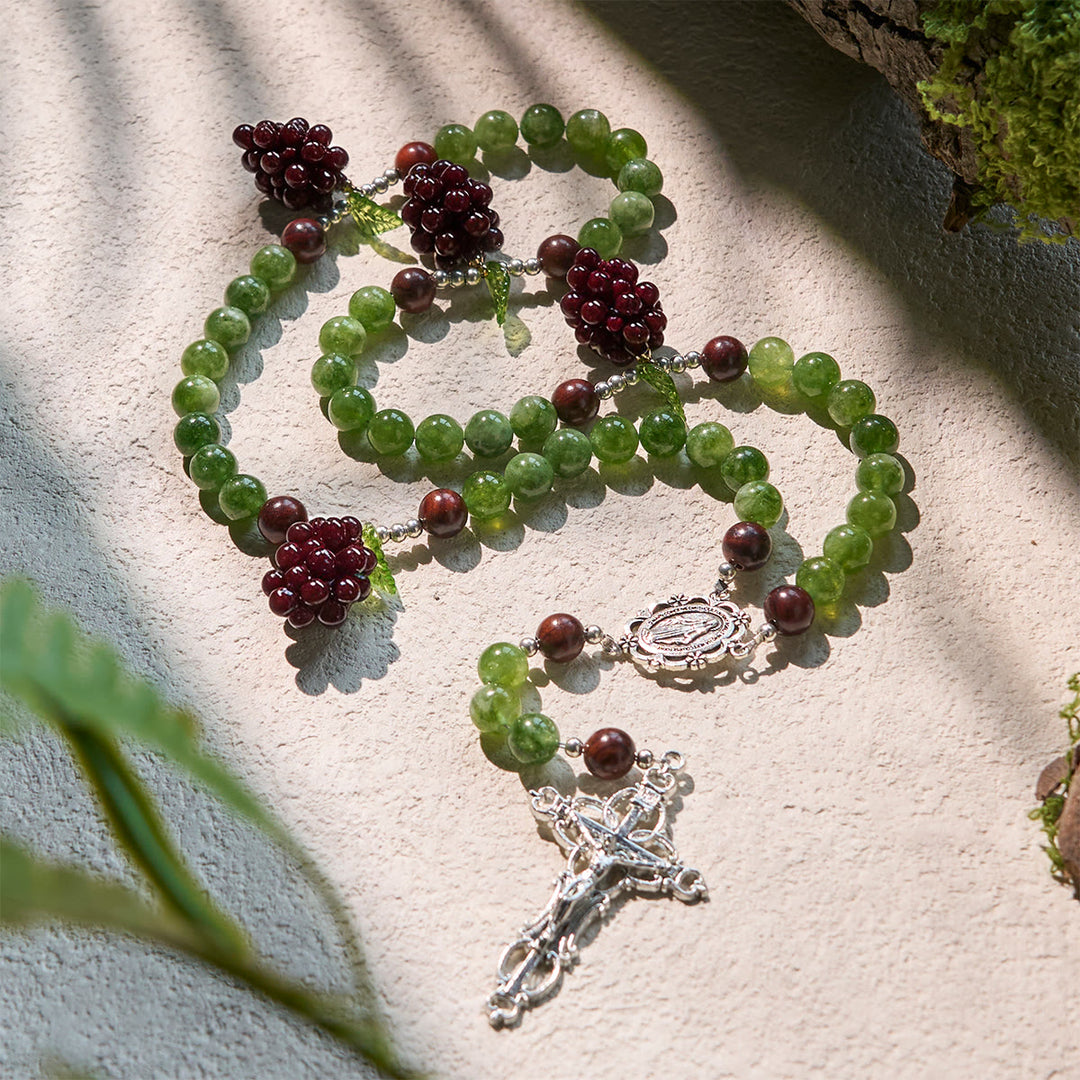 Christianartworkshop Green and Purple Grape Bead Rosary Inspired by Christ the True Vine - image 6