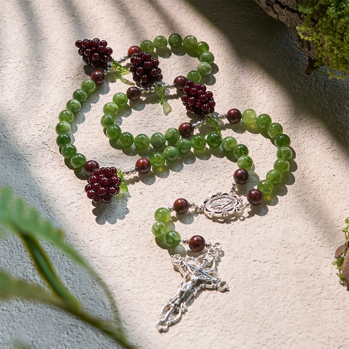Christianartworkshop Green and Purple Grape Bead Rosary Inspired by Christ the True Vine - image 6