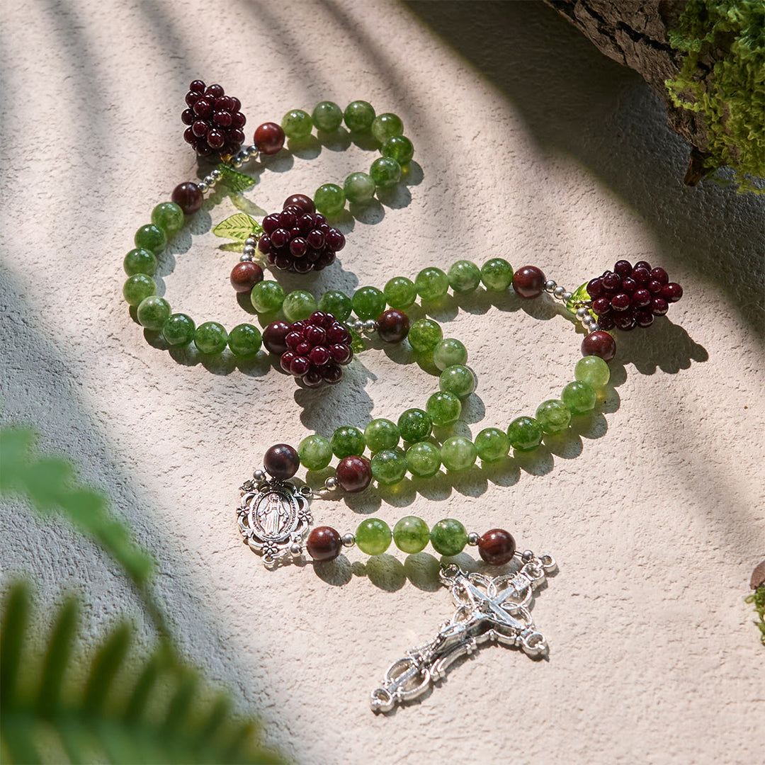 Christianartworkshop Green and Purple Grape Bead Rosary Inspired by Christ the True Vine - image 5