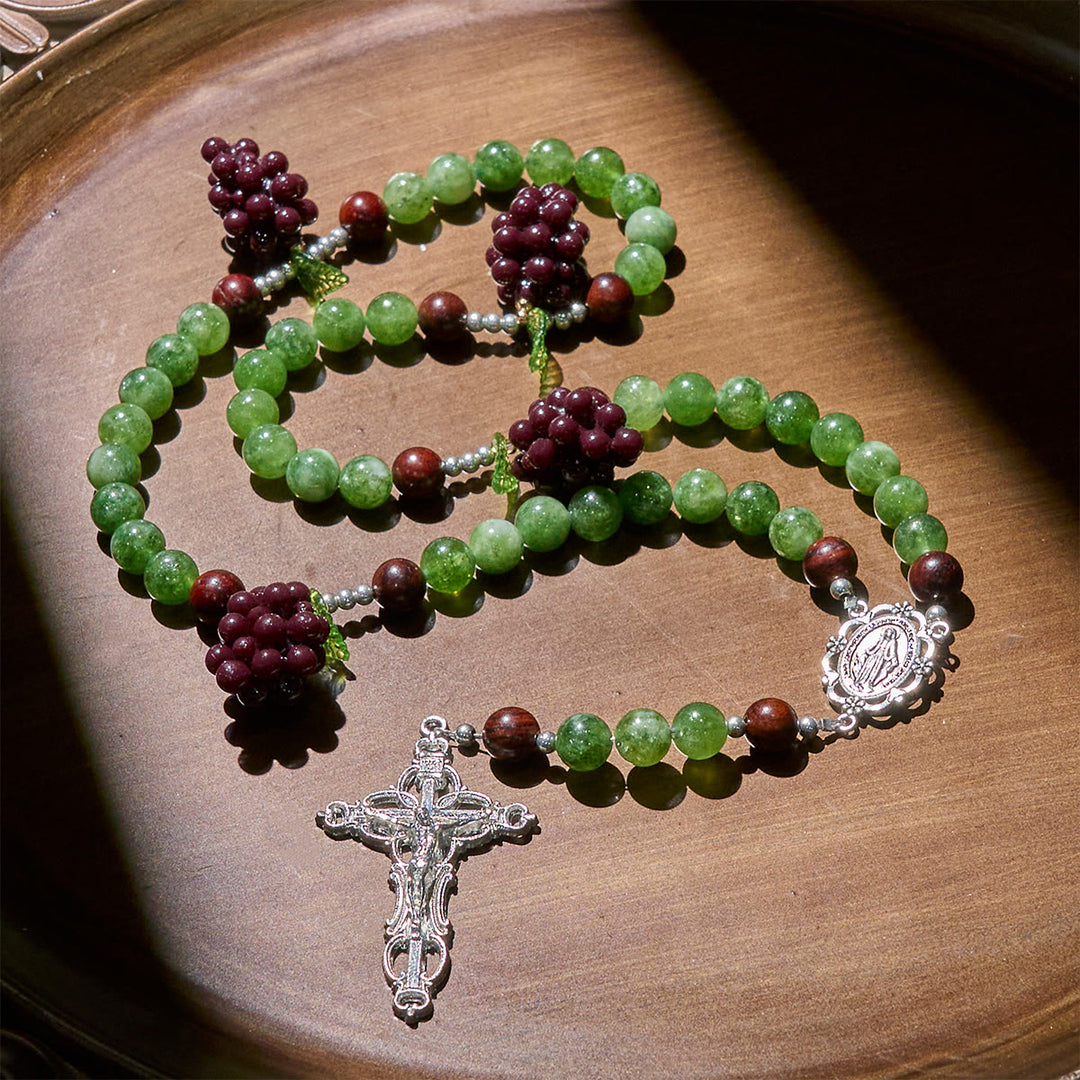 Christianartworkshop Green and Purple Grape Bead Rosary Inspired by Christ the True Vine - image 4