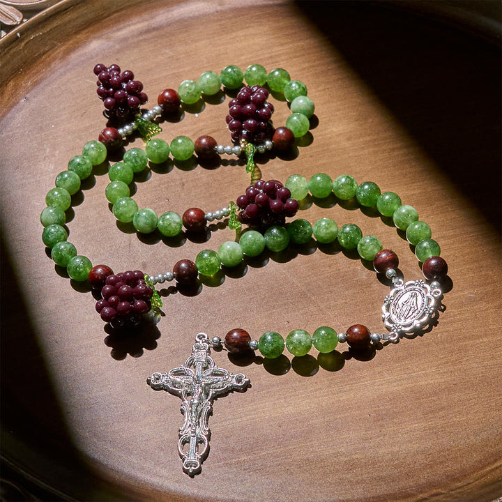 Christianartworkshop Green and Purple Grape Bead Rosary Inspired by Christ the True Vine - image 4