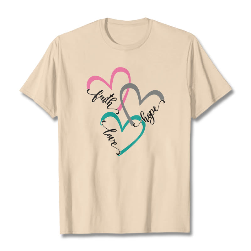 Christianartworkshop Faith Hope Love Christian Heart Design Unisex T-shirt for Believers - Beige - 2XL - image 9