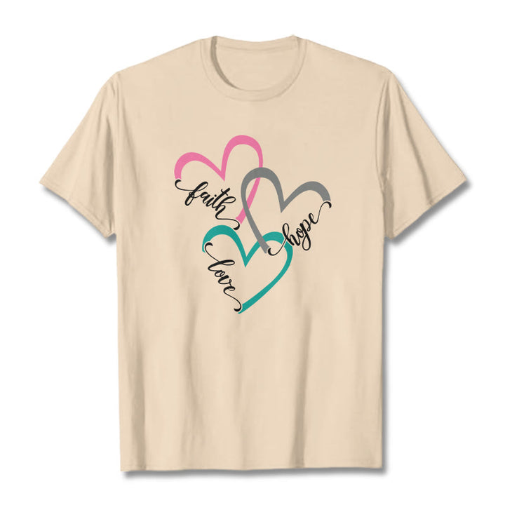 Christianartworkshop Faith Hope Love Christian Heart Design Unisex T-shirt for Believers - Beige - 2XL - image 9