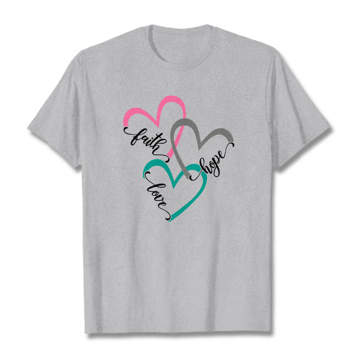 Christianartworkshop Faith Hope Love Christian Heart Design Unisex T-shirt for Believers - Grey - 2XL - image 17