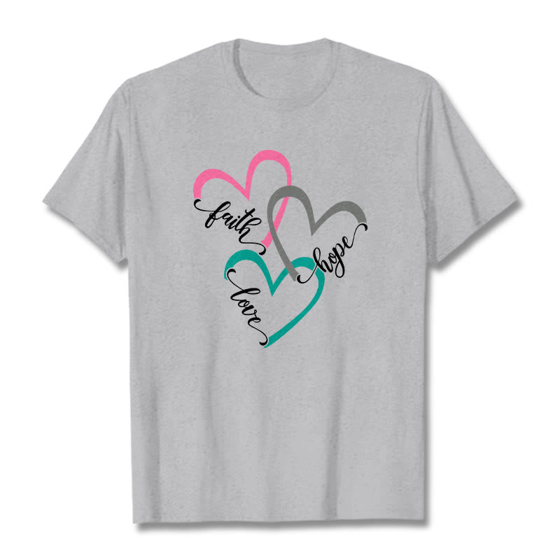 Christianartworkshop Faith Hope Love Christian Heart Design Unisex T-shirt for Believers - Grey - 2XL - image 18
