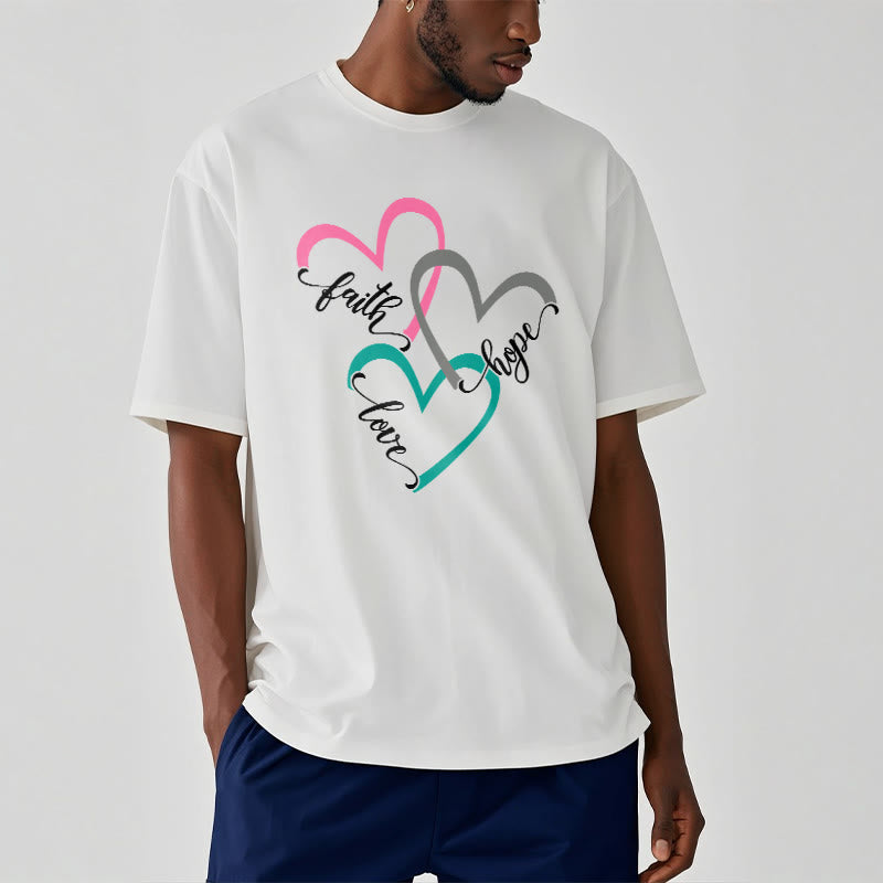 Christianartworkshop Faith Hope Love Christian Heart Design Unisex T-shirt for Believers - image 2