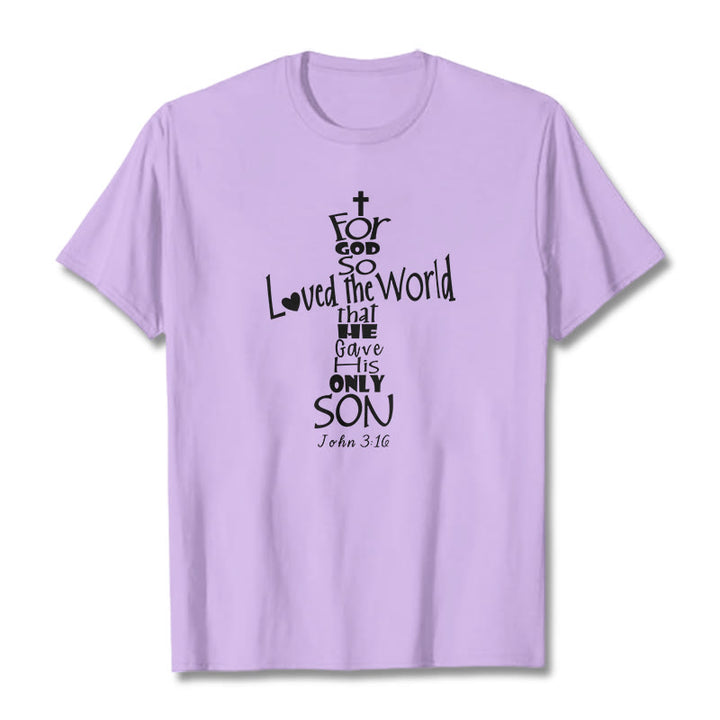 Christianartworkshop For God So Loved the World Christian Bible Verse Unisex T-shirt - Light Purple - 2XL - image 12