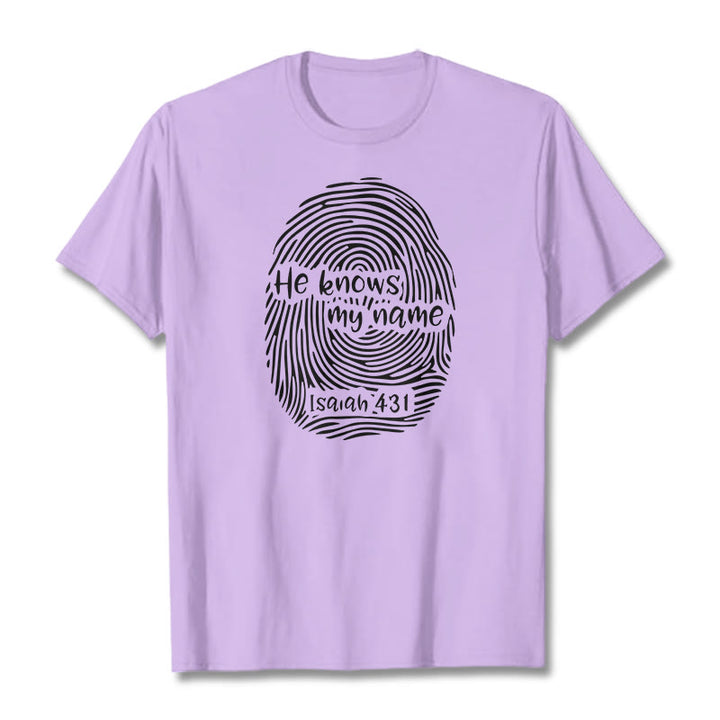 Christianartworkshop He Knows My Name Fingerprint Bible Verse Unisex T-shirt - Light Purple - 2XL - image 12