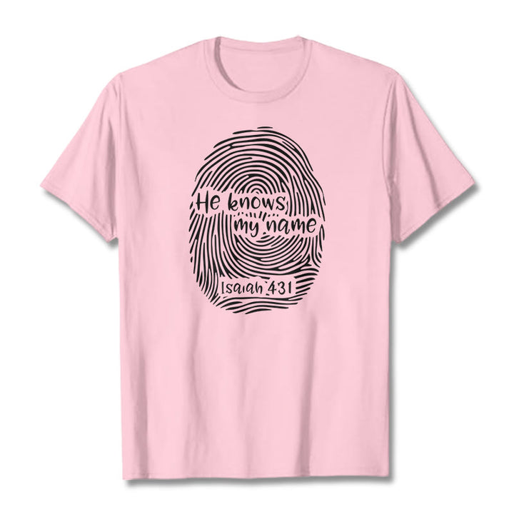 Christianartworkshop He Knows My Name Fingerprint Bible Verse Unisex T-shirt - Light Pink - 2XL - image 16