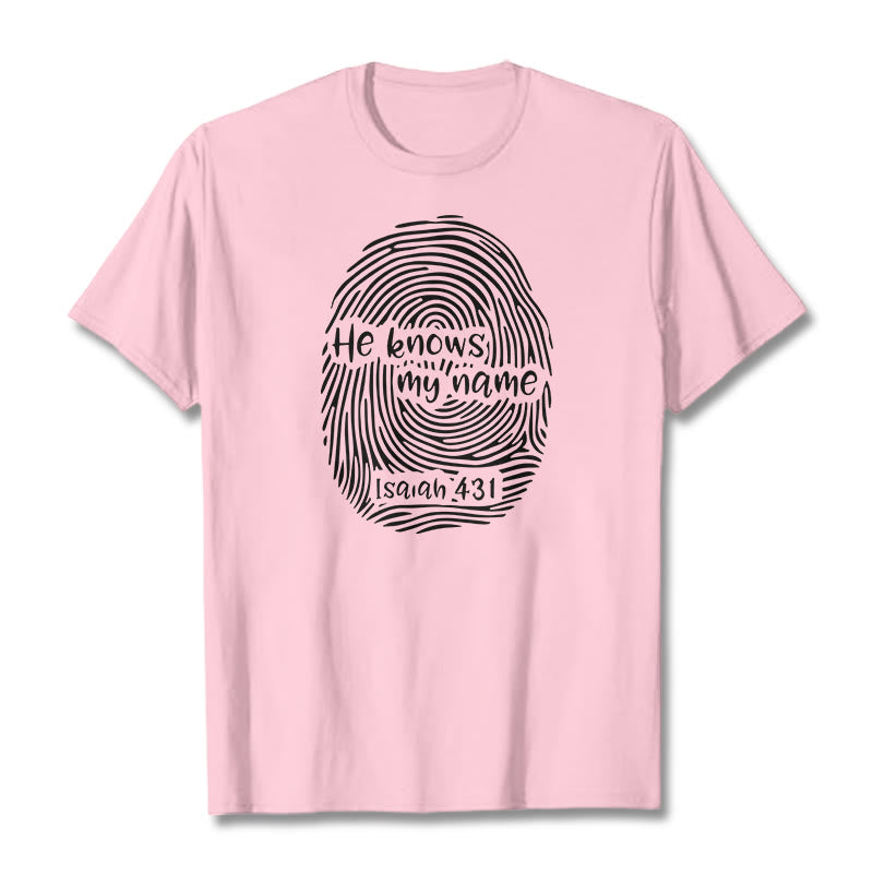 Christianartworkshop He Knows My Name Fingerprint Bible Verse Unisex T-shirt - Light Pink - 2XL - image 16