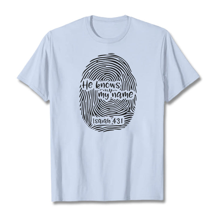 Christianartworkshop He Knows My Name Fingerprint Bible Verse Unisex T-shirt - Light Blue - 2XL - image 19