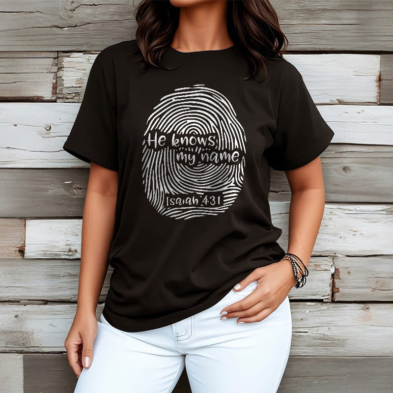 Christianartworkshop He Knows My Name Fingerprint Bible Verse Unisex T-shirt - image 3