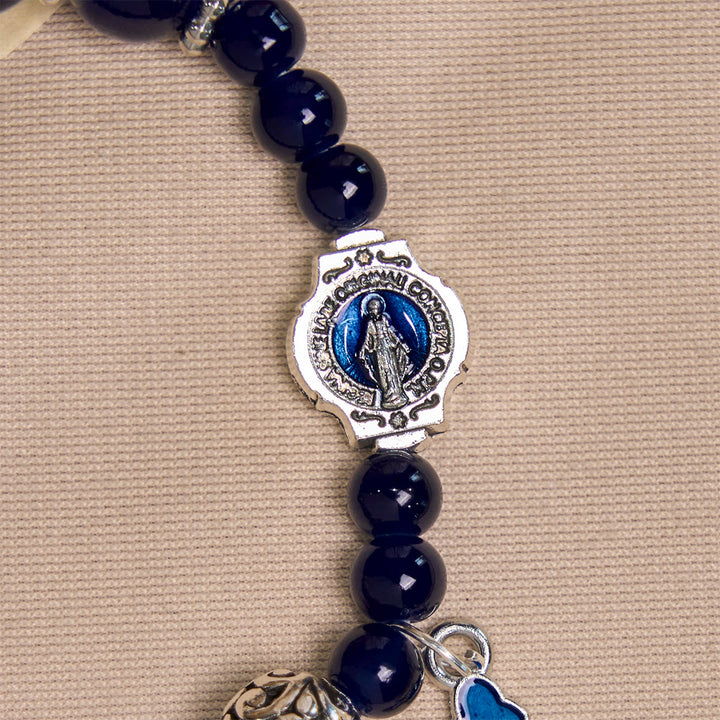 Christianartworkshop Elegant Deep Blue Beaded Bracelets with Crucifix and Miraculous Medal - image 5